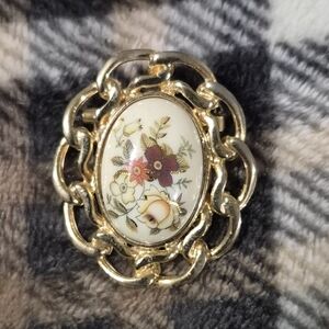Floral Gold-Tone Brooch